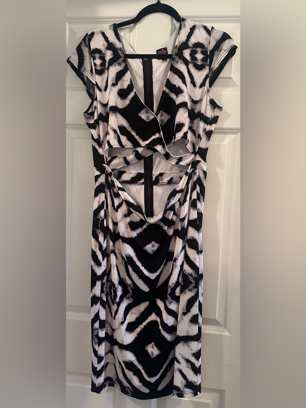 bebe Black and White Cutout Midi Dress